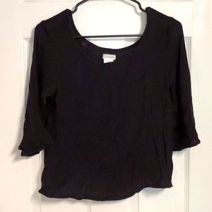 Women's black pattern Cooperative Large crop top blouse